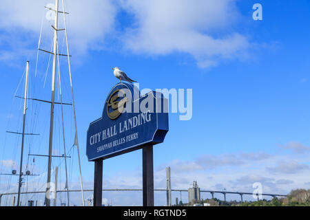 SAVANNAH, Georgia - Januar 8, 2016: Savannah ist die älteste Stadt in Georgien. Von der historischen Architektur und Parks zu den Stränden von Tybee, Savanne Stockfoto