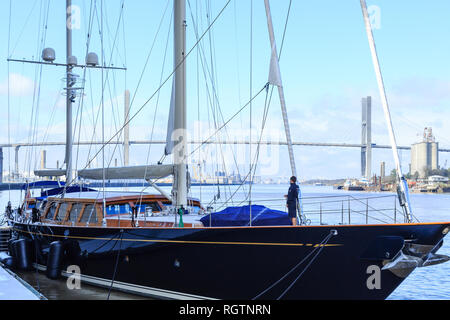 SAVANNAH, Georgia - Januar 8, 2016: Savannah ist die älteste Stadt in Georgien. Von der historischen Architektur und Parks zu den Stränden von Tybee, Savanne Stockfoto