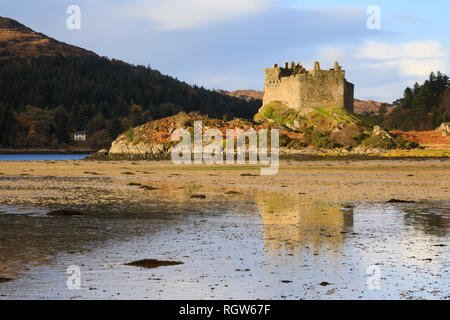 Tioram Castle, Loch Moidart, Schottland Stockfoto