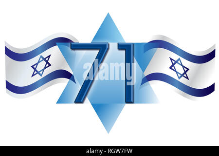 Israel 71 Feier zum Tag der Unabhängigkeit, 8. Mai 2019, Yom Ha'atzmaut, mit Freistellungspfad isoliert Stockfoto