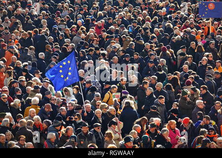 Demonstration zugunsten der Europäischen Union gegen die nationalistischen Bewegungen. Turin, Italien - Januar 2019 Stockfoto