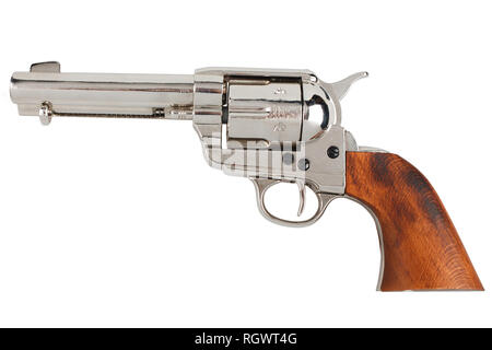 Colt Single Action army 'Friedensstifter' - wild west Revolver auf weißem Hintergrund Stockfoto
