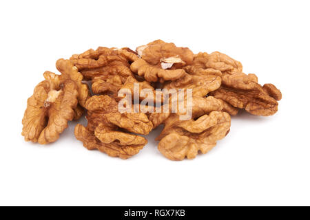 Getrocknete Walnüsse isoliert auf weißem Hintergrund Stockfoto