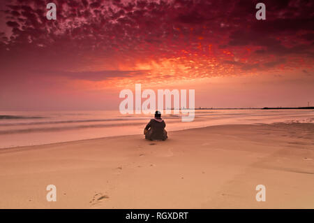 Selbst Geschossen warten auf Sonnenaufgang Stockfoto