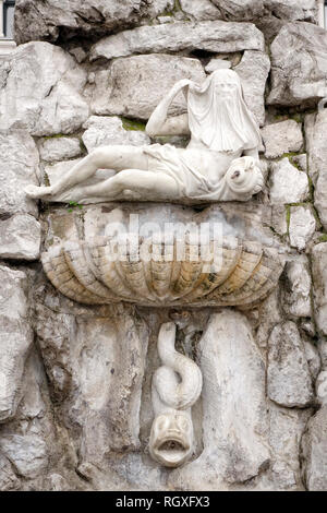 Triest. Detail der vier Kontinente Brunnen. Stockfoto