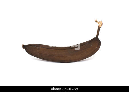 Überreife Banane auf weißem Hintergrund Stockfoto