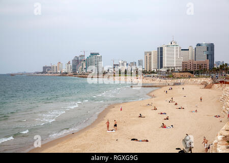 Die Strände von Tel Aviv in Israel. Stockfoto