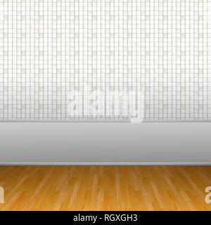 3D-Illustration interior Rendering von Marmor Stein Fliesen- Wand- und Holzboden Stockfoto