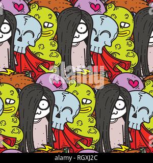 Nahtlose Muster mit cute Cartoon Monster. Bereit für Verpackung, Geschenkpapier, Drucke, Tapete, Stoff, Textil, Mode, Wohnkultur etc. Vector Stock Vektor