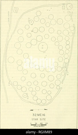 . Bulletin. Ethnologie. 70 PRÄSIDIUM DER AMERIKANISCHEN ETHNOLOGIE [Bull. 185. 32 MEI 6 STERNE ORT 50 100 150 SKALA IN FUSS Karte 3. - Der Stern Dorf Ort (32 ME16).. Bitte beachten Sie, dass diese Bilder sind von der gescannten Seite Bilder, die digital für die Lesbarkeit verbessert haben mögen - Färbung und Aussehen dieser Abbildungen können nicht perfekt dem Original ähneln. extrahiert. Smithsonian Institution. Büro der amerikanischen Ethnologie. Washington: G. S. O. Stockfoto