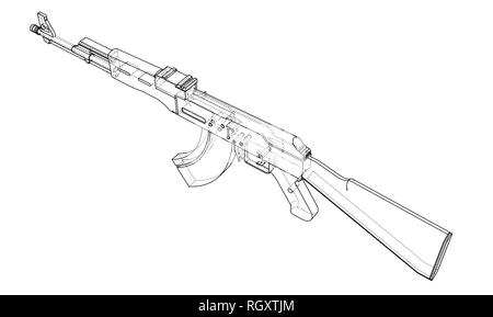 Maschinengewehr. Vektor Rendering von 3d Stock Vektor