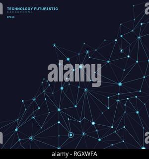 Abstrakte polygonale Formen auf dunkelblauem Hintergrund, bestehend aus Linien und Punkten in Form von Planeten und Sternbilder Technologie Konzept. Digitale Stock Vektor
