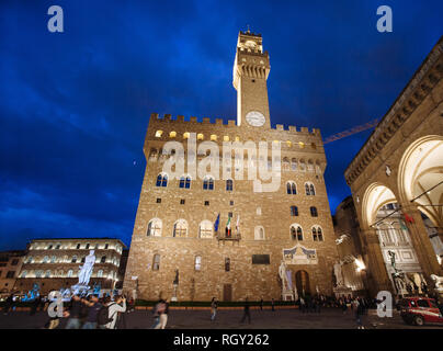 Abend im Palazzo Vecchio in Florenz Stockfoto