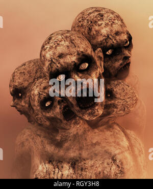 Untote, furchtsam, Zombie, 3D-Darstellung Stockfoto