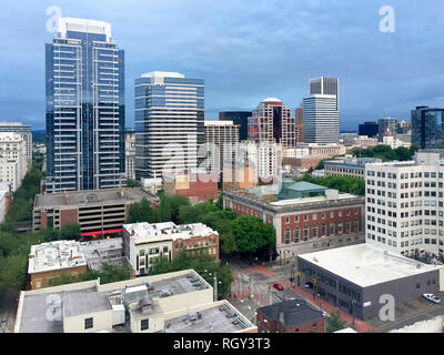 Downtown Portland Oregon Luftbild von oben Stockfoto