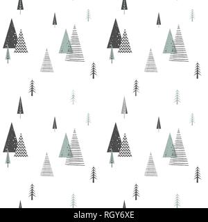 Weihnachten Winter wald landschaft. nahtlose Muster und Hintergrund. Abstract Vector Illustration Stock Vektor