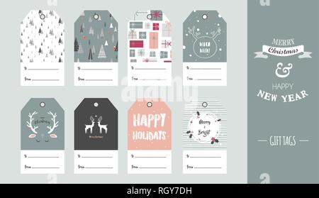 Weihnachten Geschenk Tag im Retro-stil eingerichtet. Vector Illustration Design Stock Vektor