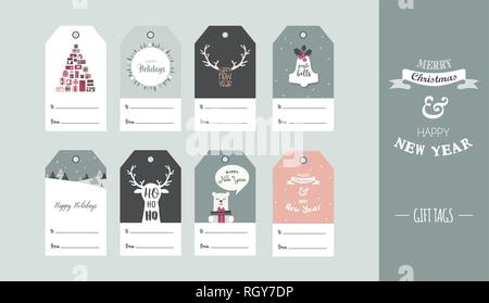Weihnachten Geschenk Tag im Retro-stil eingerichtet. Vector Illustration Design Stock Vektor