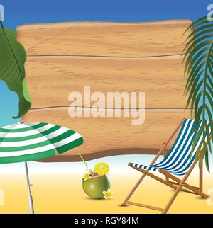 Sommer Urlaub Strand realistischen Hintergrund. Vector Illustration Stock Vektor