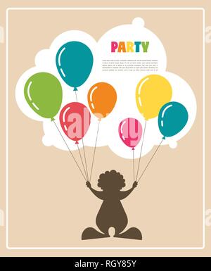 Ein Clown mit bunten Luftballons. Vector Illustration Stock Vektor