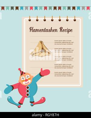 Infografiken der perfekte Hamantaschen für jüdische Feiertag Purim. Vector Illustration Stock Vektor