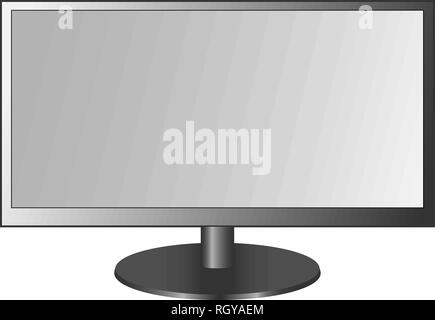 Frontale Ansicht von Breitbild-LED oder LCD-TV, Monitor auf weißem Hintergrund. Vector Illustration, EPS 10. Stock Vektor