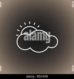 Umrisse Wetter Symbol. Wolke und Sonne auf Schwarz/dunkel grau und beige Farbverlauf Hintergrund. Vector Illustration, EPS 10. Stock Vektor