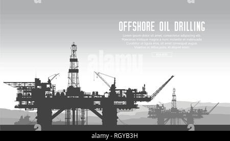 Offshore-Bohrinseln Stock Vektor