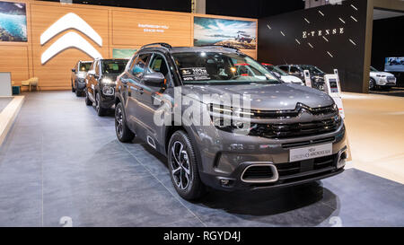 Brüssel - Jan 18, 2019: Citroen C5 AirCross SUV-Auto präsentiert an der 97th Brüsseler Motor Show 2019 Autosalon. Stockfoto