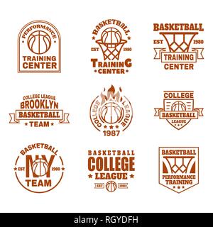 Eingestellt von isolierten Basketball Symbole mit Kugel, Korb Stock Vektor