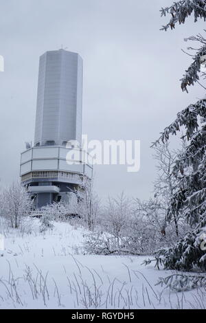 Fernmeldeturm, Winterlandschaft, Großer Feldberg, Hochtaunus, Taunus, Hessen, Deutschland Stockfoto