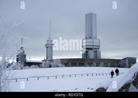 Fernmeldeturm, Winterlandschaft, Großer Feldberg, Hochtaunus, Taunus, Hessen, Deutschland Stockfoto