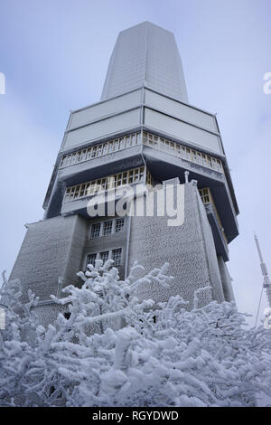 Fernmeldeturm, Winterlandschaft, Großer Feldberg, Hochtaunus, Taunus, Hessen, Deutschland Stockfoto