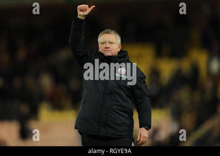 Manager von Sheffield United, Chris Wilder - Norwich City v Sheffield United, Sky Bet Meisterschaft, Carrow Road, Norwich - 26. Januar 2019 Editorial Stockfoto