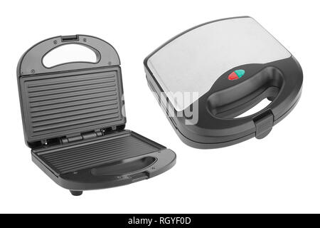 Elektrischer Grill oder Toaster auf weißem Hintergrund Stockfoto