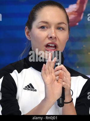 31 Januar 2019, Berlin: Gina Lückenkemper, Deutscher sprinter, auf der Pressekonferenz für den "istaf Indoor' am 1.Februar in Berlin. Foto: Sven Braun/dpa Stockfoto