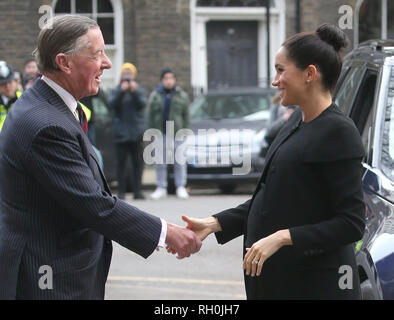 London, Großbritannien. 31. Jan 2019. Die Herzogin von Sussex nimmt ein Engagement mit der Vereinigung der Commonwealth Universitäten in London (ACU) mit Studenten und Akademiker aus über das Netzwerk der ACU zu erfüllen. 31. JANUAR 2019. Credit: Trevor Adams/Matrix/MediaPunch *** KEINE UK *** REF: MTX 19395 Credit: MediaPunch Inc/Alamy leben Nachrichten Stockfoto