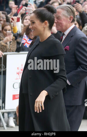 London, Großbritannien. 31. Jan 2019. Die Herzogin von Sussex nimmt ein Engagement mit der Vereinigung der Commonwealth Universitäten in London (ACU) mit Studenten und Akademiker aus über das Netzwerk der ACU zu erfüllen. 31. JANUAR 2019. Credit: Trevor Adams/Matrix/MediaPunch *** KEINE UK *** REF: MTX 19395 Credit: MediaPunch Inc/Alamy leben Nachrichten Stockfoto
