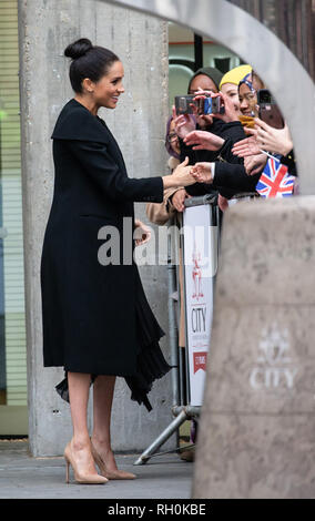 London, Großbritannien. 31. Jan 2019. Meghan Markle, Herzogin von Sussex, Besuche der Vereinigung der Universitäten mit Studenten und Wissenschaftlern aus über das Netzwerk der ACU in der Londoner City University zu erfüllen. Credit: Tommy London/Alamy leben Nachrichten Stockfoto