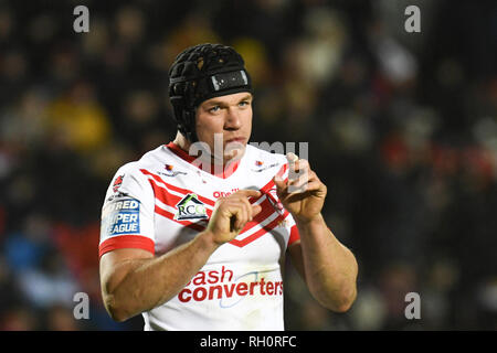 St Helens, Großbritannien. 31. Januar 2019, total Gottlosen Stadium, St Helens, England; Betfred Super League, Runde 1, St Helens vs Wigan Warriors, Jonny Lomax von St Helens Credit: Aktuelles Bilder/Alamy leben Nachrichten Stockfoto