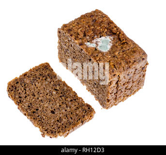 Roggenbrot mit Schimmel. Studio Foto Stockfoto