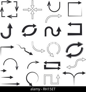 Schwarze Pfeile. Satz flacher Symbole Stock Vektor