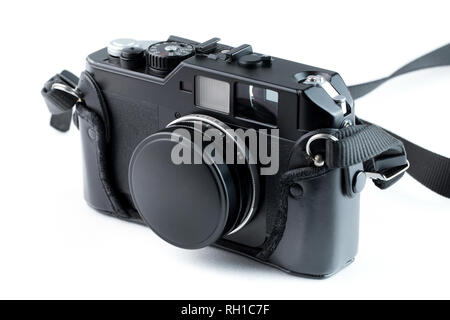 Alte vintage Kamera auf weißem Hintergrund. Studio gedreht. Stockfoto
