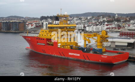 Das Off Shore Versorgungsschiff MS Normand Vision' im Hafen von Haugesund, Norwegen Stockfoto