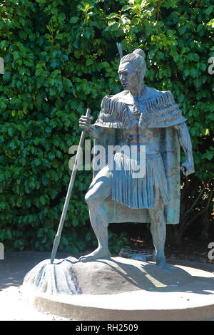 Bronze rangatira Statue von Michael Wehr in Waihi, Neuseeland Stockfoto