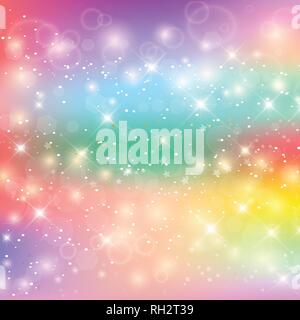 Einhorn Rainbow Hintergrund. Holographische Sky in Pastelltönen. Helle Meerjungfrau Muster in Princess Farben. Vector Illustration. Fantasy Gradient Bunte Stock Vektor