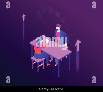 Business Wettbewerb - moderne und farbenfrohe isometrische Vector Illustration Stock Vektor