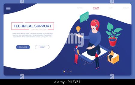 Technischer Support - Moderne isometrische Vektor Web Banner Stock Vektor