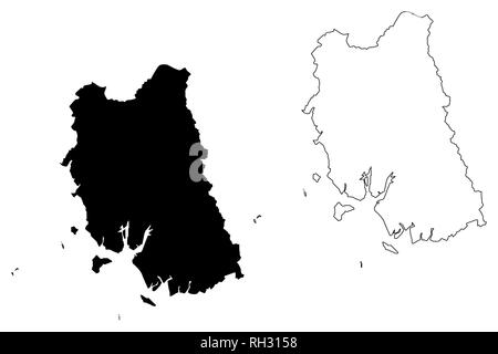Provinz Trang (Königreich Thailand, Siam, Provinzen von Thailand) Karte Vektor-illustration, kritzeln Skizze Trang Karte Stock Vektor
