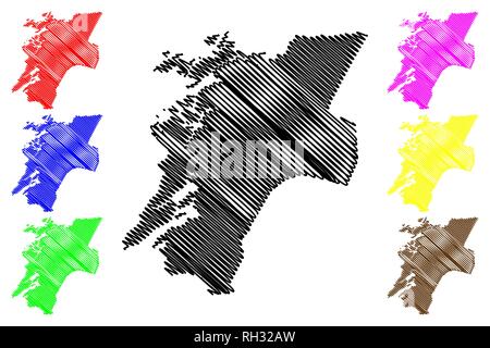 Nord-Trondelag (administrative divisions von Norwegen, Königreich Norwegen) Karte Vektor-illustration, kritzeln Skizze Nord-Trondelag län Karte Stock Vektor